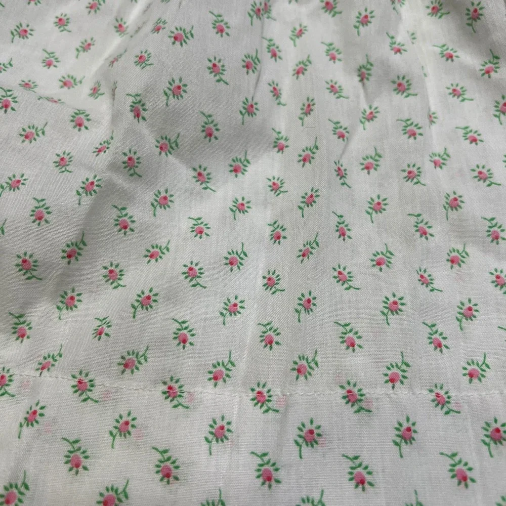 Handmade Vintage Kids Floral Pinafore Green Sprig Tie Strap 18-24 months